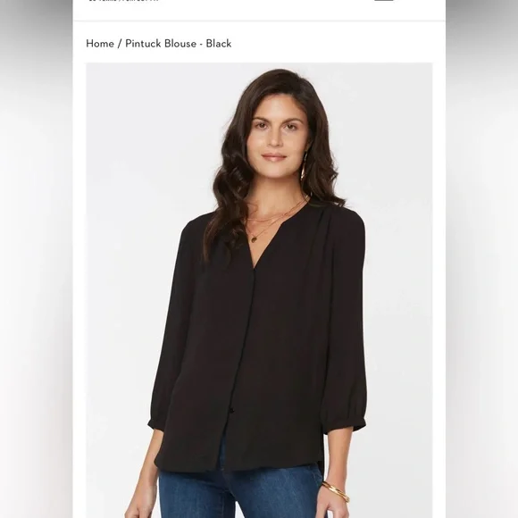 NYDJ Pintuck Blouse Medium Animal Print Black White Tan - Picture 8 of 8